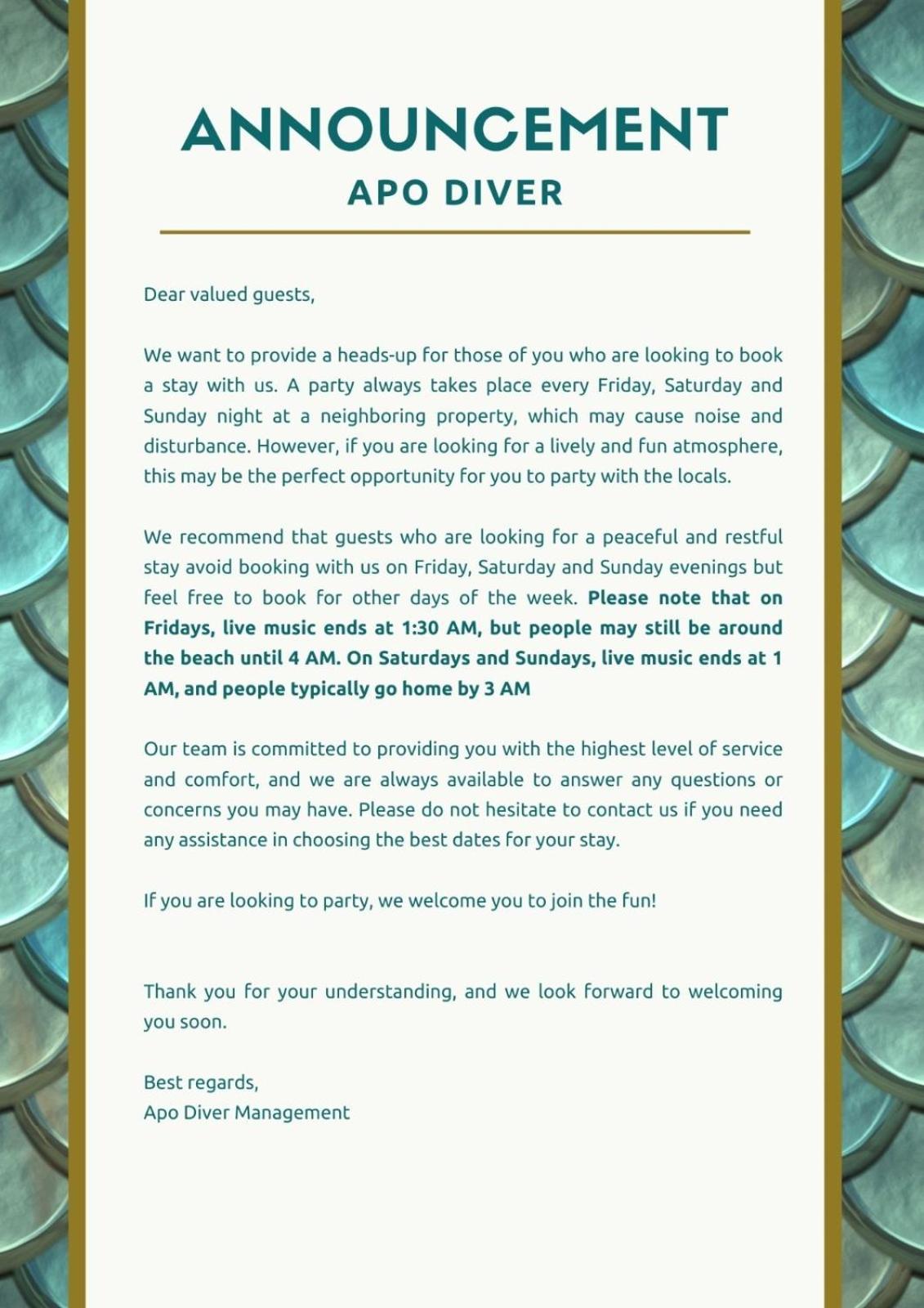 Apo Diver Beach Resort San Juan  Eksteriør billede
